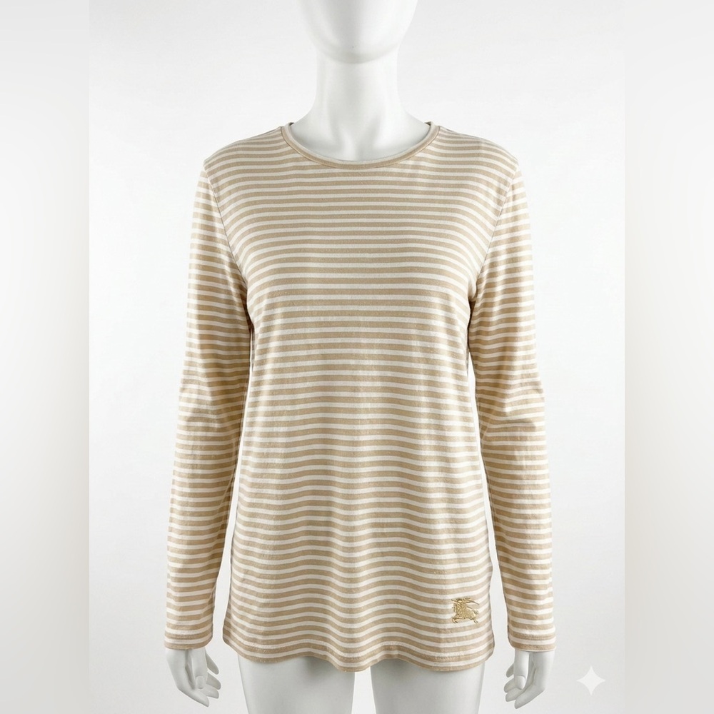 Burberry Beige‎ Striped Long Sleeve Tee